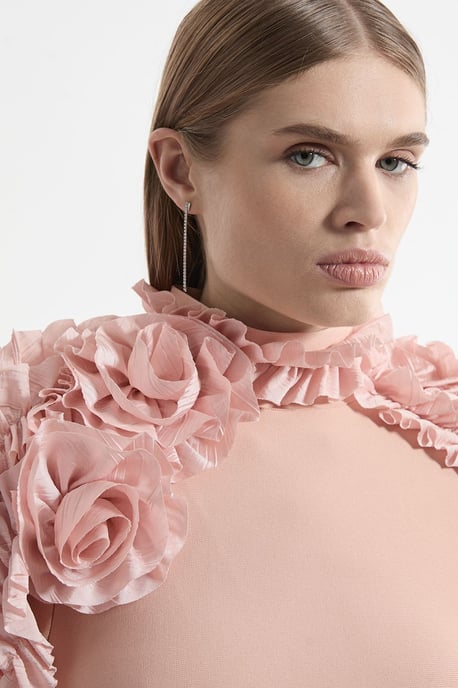 Figure Form Bandage Knit Rosette Detail Midi Dress - Image 2