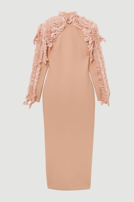 Figure Form Bandage Knit Rosette Detail Midi Dress - Image 4