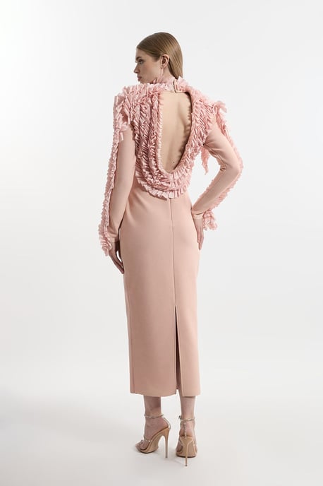 Figure Form Bandage Knit Rosette Detail Midi Dress - Image 5