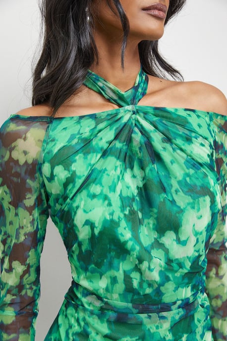 Print Twist Mesh Midi Dress - Image 5