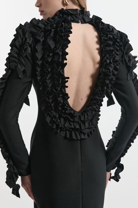 Figure Form Bandage Knit Rosette Detail Midi Dress - Image 3