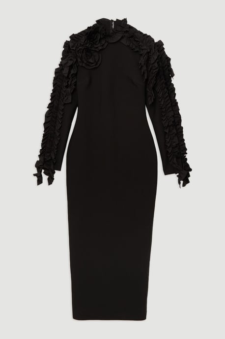 Figure Form Bandage Knit Rosette Detail Midi Dress - Image 4