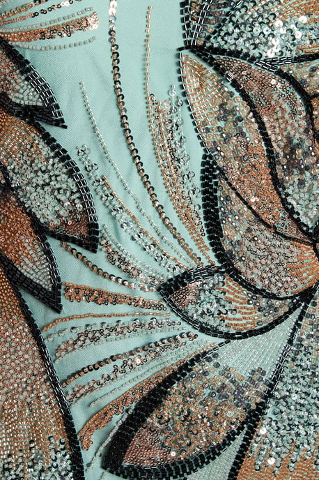 High Neck Beaded Column Midi Dress - Image 5