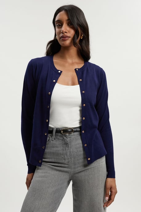 Viscose Blend Popper Knitted Cardigan - Image 2