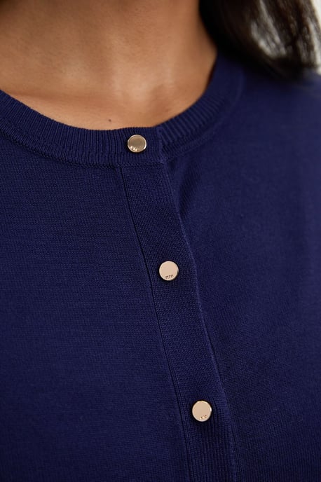 Viscose Blend Popper Knitted Cardigan - Image 3