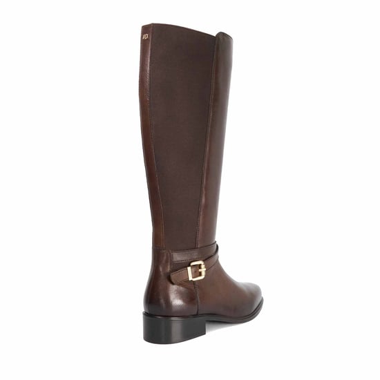 Dune Ladies Teine - Leather Knee High Boots With Buckle Detail - Image 4