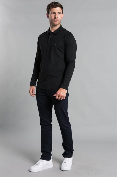 Black 2 Pack Cotton Long Sleeve Polo Shirts - Image 4