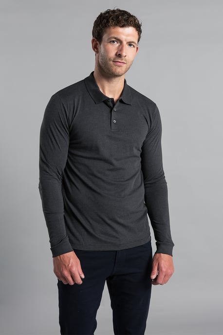Black 2 Pack Cotton Long Sleeve Polo Shirts - Image 5