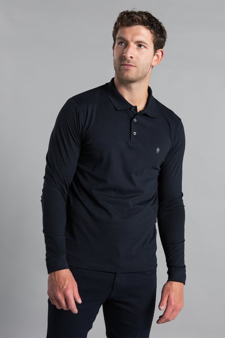 Navy 2 Pack Cotton Long Sleeve Polo Shirts - Image 2