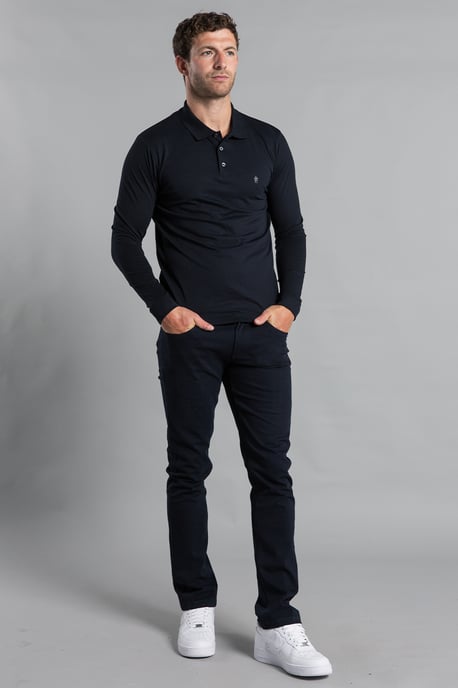 Navy 2 Pack Cotton Long Sleeve Polo Shirts - Image 4