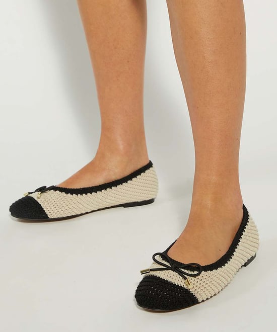 Dune Ladies Highland - Textured Bow Detail Ballet Flats - Image 3