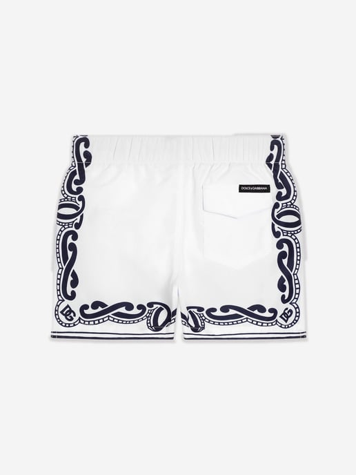Baby Boys Bandana Print Swim Shorts in White - Image 2