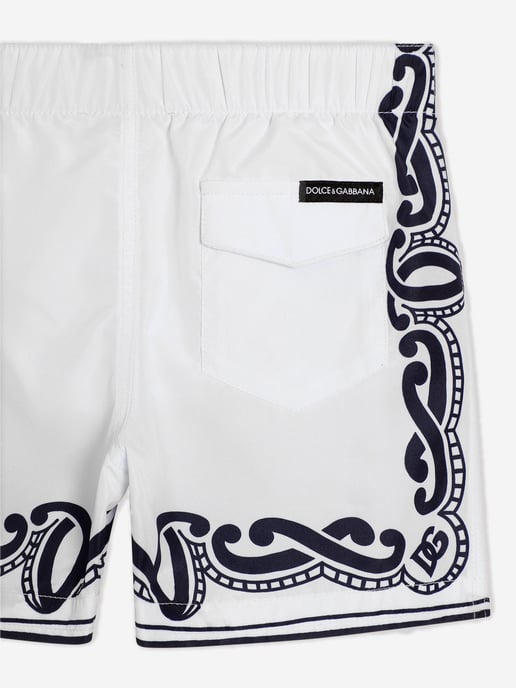 Baby Boys Bandana Print Swim Shorts in White - Image 3