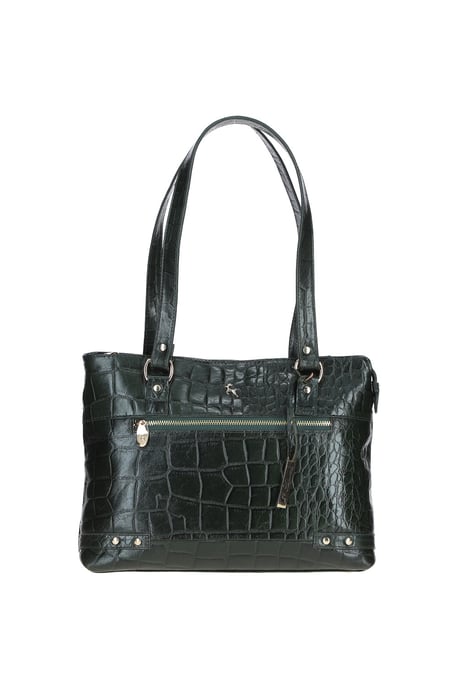 'Velutto Eleganza' Zip Mid Section Real Leather Shoulder Bag - Image 1