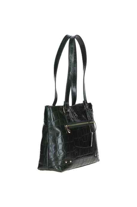 'Velutto Eleganza' Zip Mid Section Real Leather Shoulder Bag - Image 2