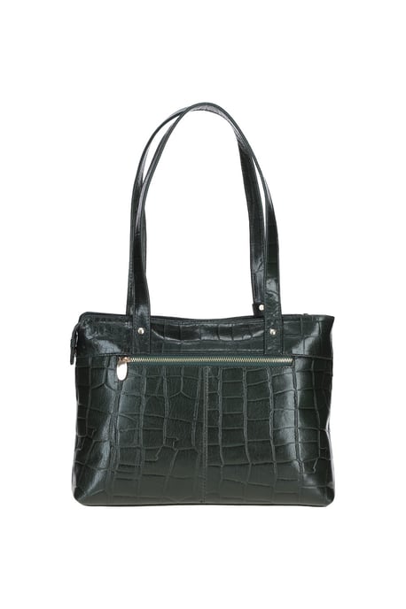 'Velutto Eleganza' Zip Mid Section Real Leather Shoulder Bag - Image 3