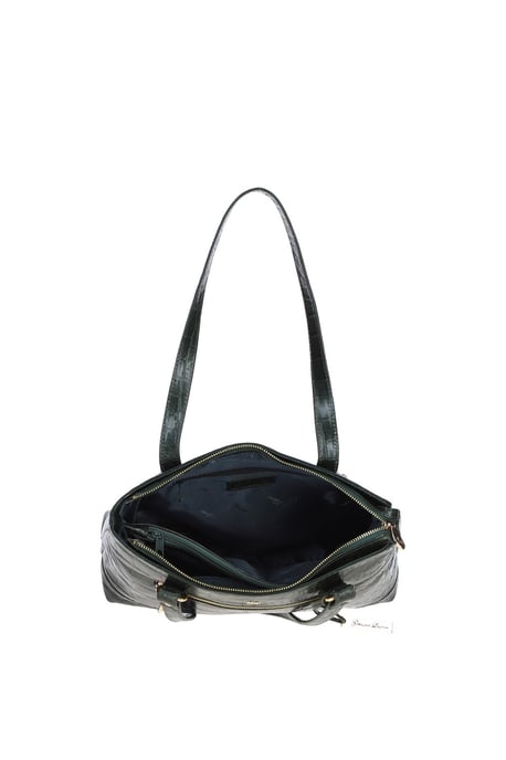 'Velutto Eleganza' Zip Mid Section Real Leather Shoulder Bag - Image 4