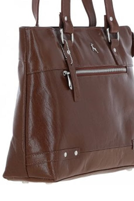 'Velutto Eleganza' Zip Mid Section Real Leather Shoulder Bag - Image 2