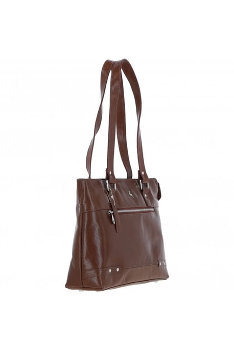'Velutto Eleganza' Zip Mid Section Real Leather Shoulder Bag - Image 3