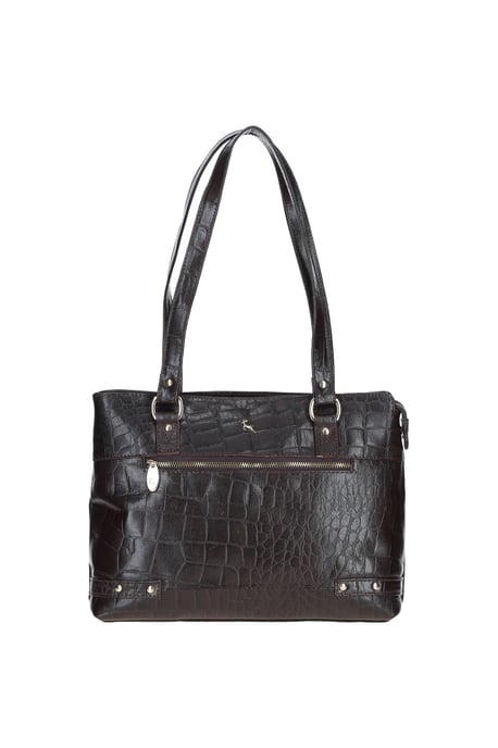 'Velutto Eleganza' Zip Mid Section Real Leather Shoulder Bag - Image 1