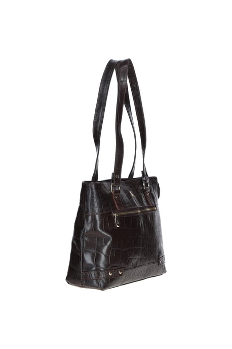 'Velutto Eleganza' Zip Mid Section Real Leather Shoulder Bag - Image 2