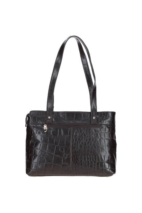 'Velutto Eleganza' Zip Mid Section Real Leather Shoulder Bag - Image 3