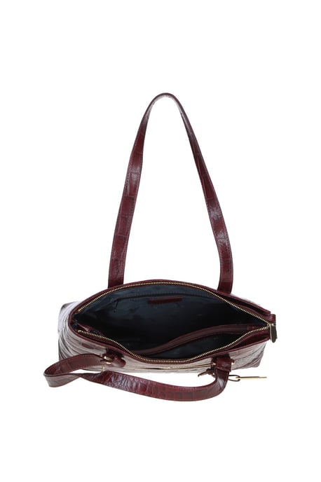 'Velutto Eleganza' Zip Mid Section Real Leather Shoulder Bag - Image 4