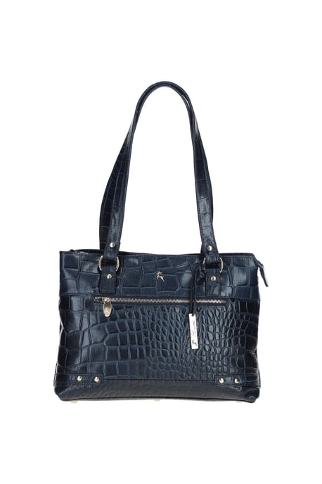 'Velutto Eleganza' Zip Mid Section Real Leather Shoulder Bag - Image 1