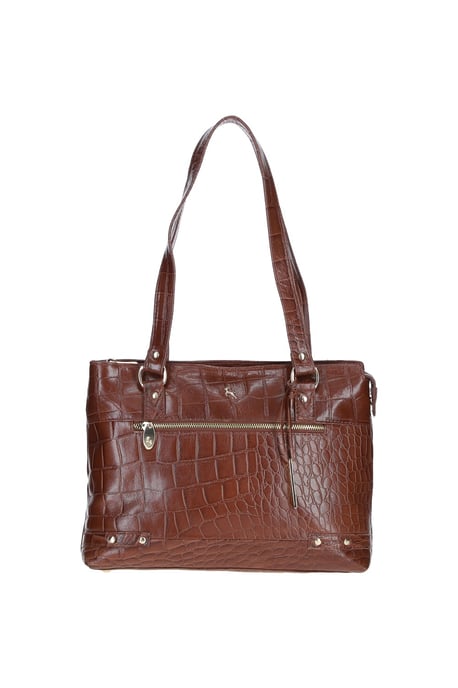'Velutto Eleganza' Zip Mid Section Real Leather Shoulder Bag - Image 1