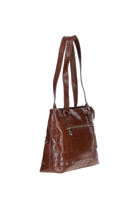 'Velutto Eleganza' Zip Mid Section Real Leather Shoulder Bag - Image 2