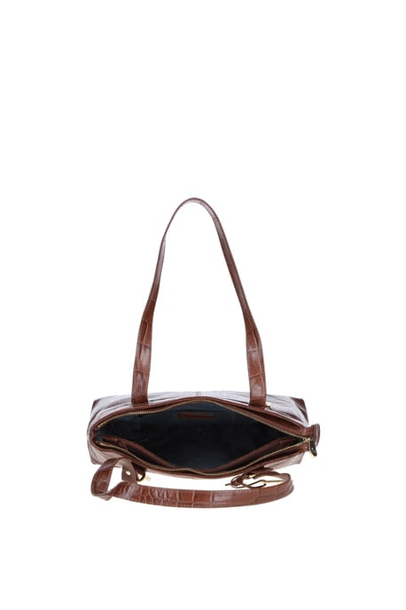 'Velutto Eleganza' Zip Mid Section Real Leather Shoulder Bag - Image 4