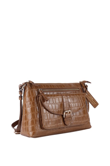 'Pretty' Croc Embossed Leather Shoulder Bag - Image 3