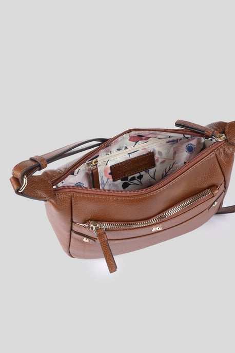 'Classico Napoli' Real Leather Top Zip Crossbody Bag - Image 4