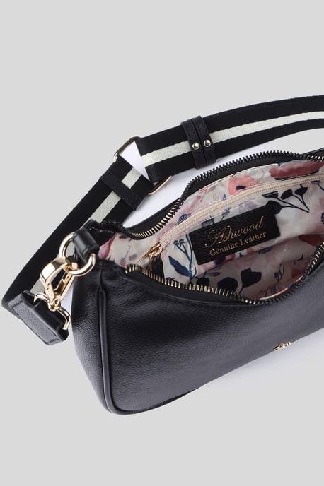 'Bella Toscana' Real Leather Crossbody Bag with Webbing Strap - Image 4