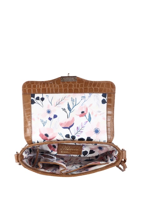 'Elegance' Croc Embossed Leather Cross Body Bag - Image 4