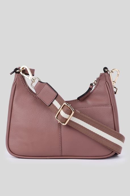 'Bella Toscana' Real Leather Crossbody Bag with Webbing Strap - Image 3