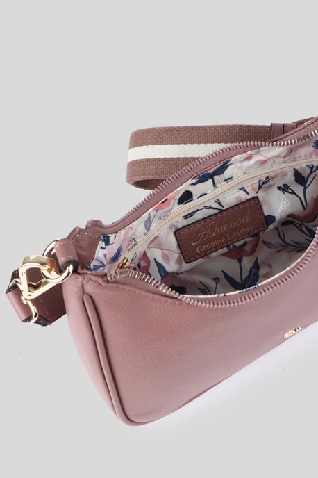 'Bella Toscana' Real Leather Crossbody Bag with Webbing Strap - Image 4