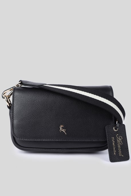 'Eleganza Milano' Real Leather Flapover Crossbody Bag - Image 1