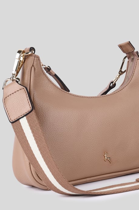 'Bella Toscana' Real Leather Crossbody Bag with Webbing Strap - Image 2