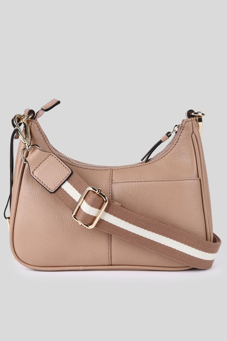 'Bella Toscana' Real Leather Crossbody Bag with Webbing Strap - Image 3