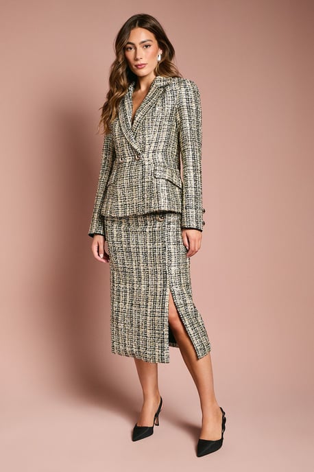 Sequin Tweed Fitted Blazer - Image 2