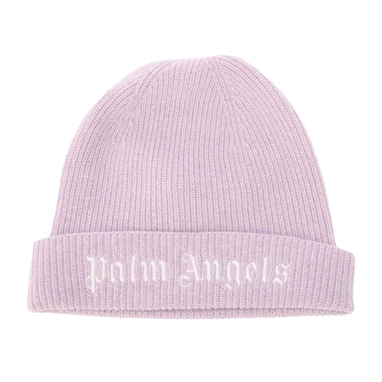 Palm Angels Stickad mössa med logotyp för barn/ungdomar (Syren) - Image 1