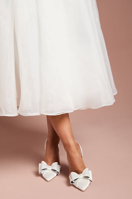 Bridal Tamara Satin Bow Sling Back Stiletto Court Shoes - Image 1
