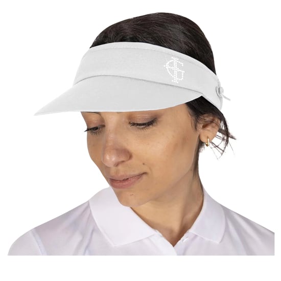 Island Green Dames/Dames Diamante Logo Golf Zonneklep (Wit) - Image 4