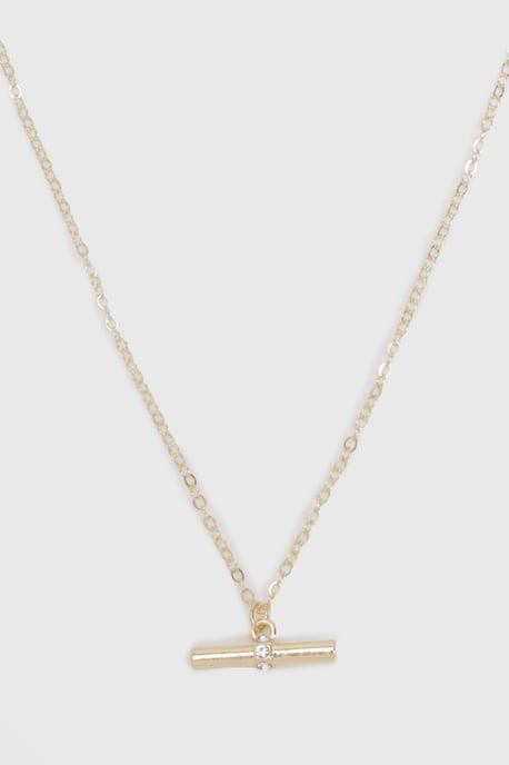 Gold T Bar Necklace - Image 2