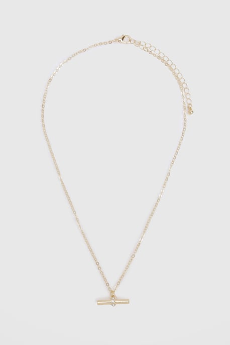 Gold T Bar Necklace - Image 3