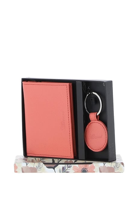 Elegant Real Leather Card Holder & Key Ring Set - Image 1