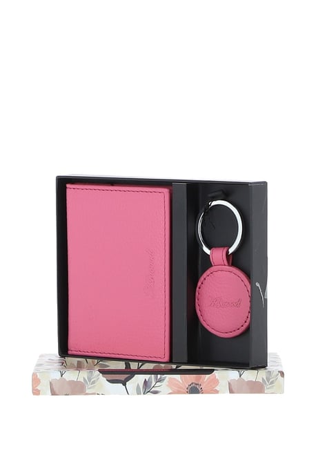 Elegant Real Leather Card Holder & Key Ring Set - Image 1