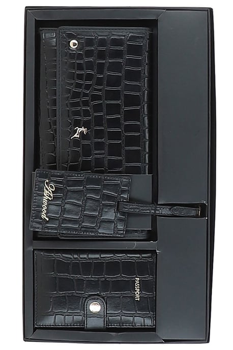 'Wise Tour' Croc Print Real Leather Gift Travel Set - Image 2