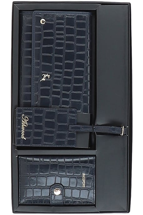 'Wise Tour' Croc Print Real Leather Gift Travel Set - Image 2